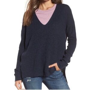 Madewell‎ Warmlight V-Neck Pullover Sweater, Navy, Size L